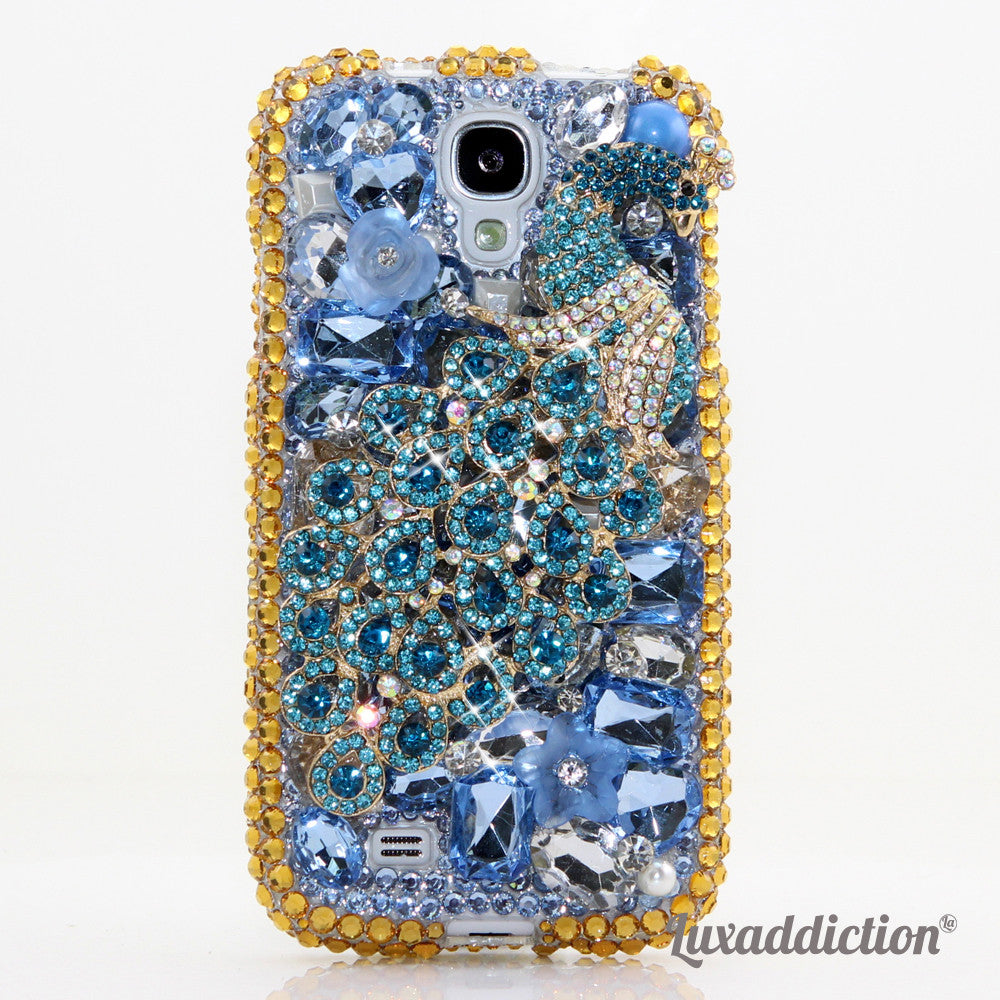 Blue and Brass Peacock Design case made for Samsung Galaxy S4