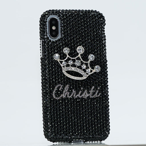 Jet Black Crystals iPhone Xs case