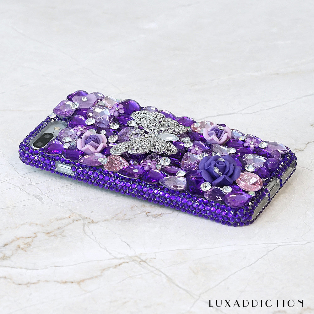 purple butterfly bling iphone 7 plus case