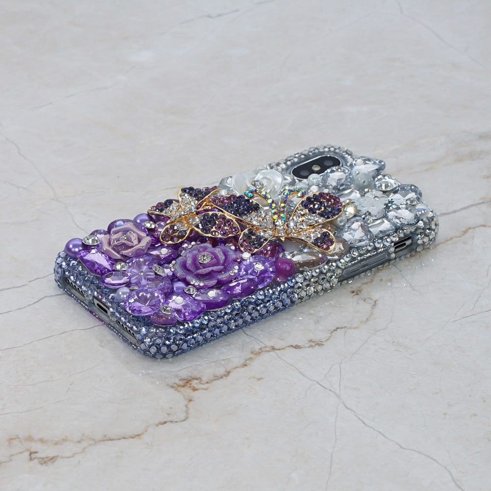 purple crystals butterfly iphone Xs Max case