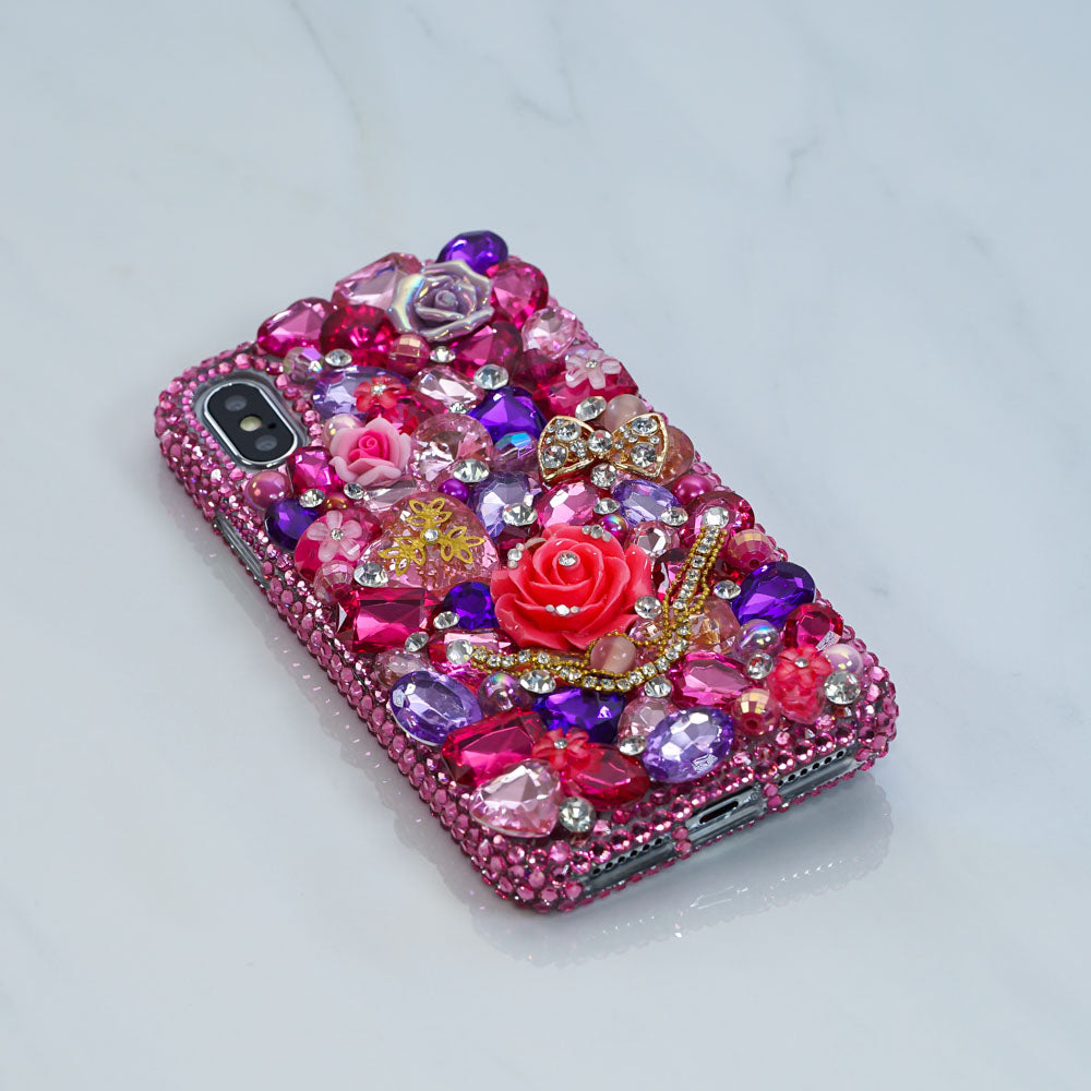 bling pink crystals iphone Xr case