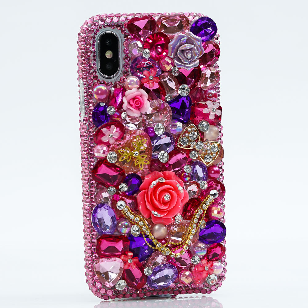 bling pink crystals iphone Xs case