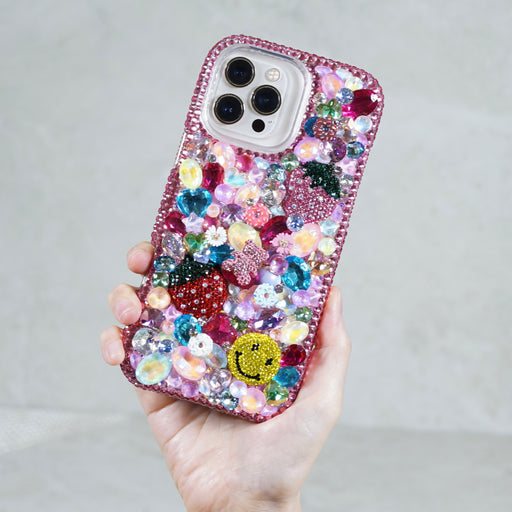 Kawaii Pink Strawberry & Donut 3D Jewel Case (Style 611)