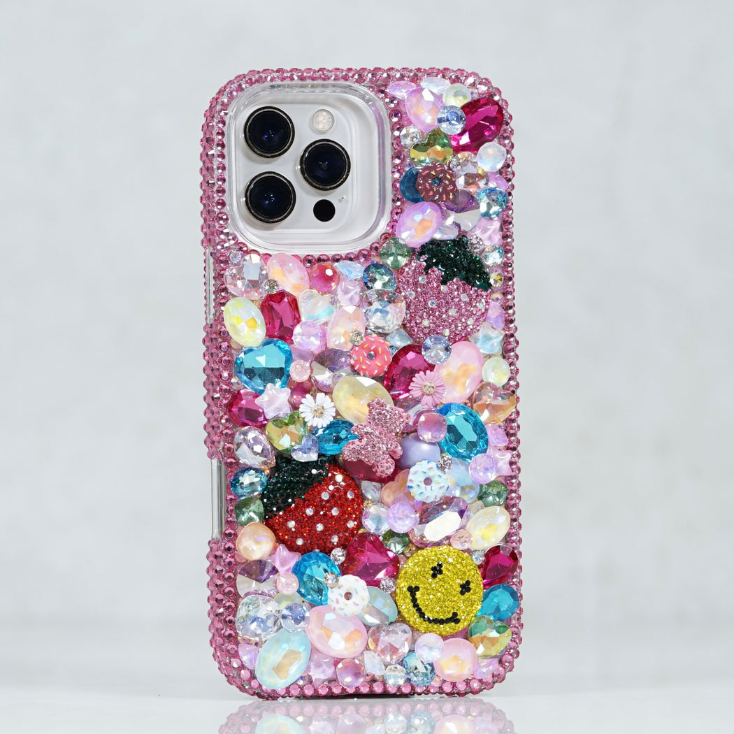 Kawaii Pink Strawberry & Donut 3D Jewel Case (Style 611)