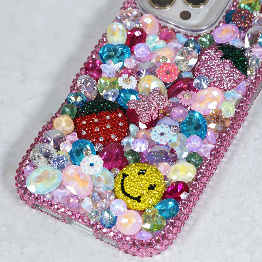 Kawaii Pink Strawberry & Donut 3D Jewel Case (Style 611)