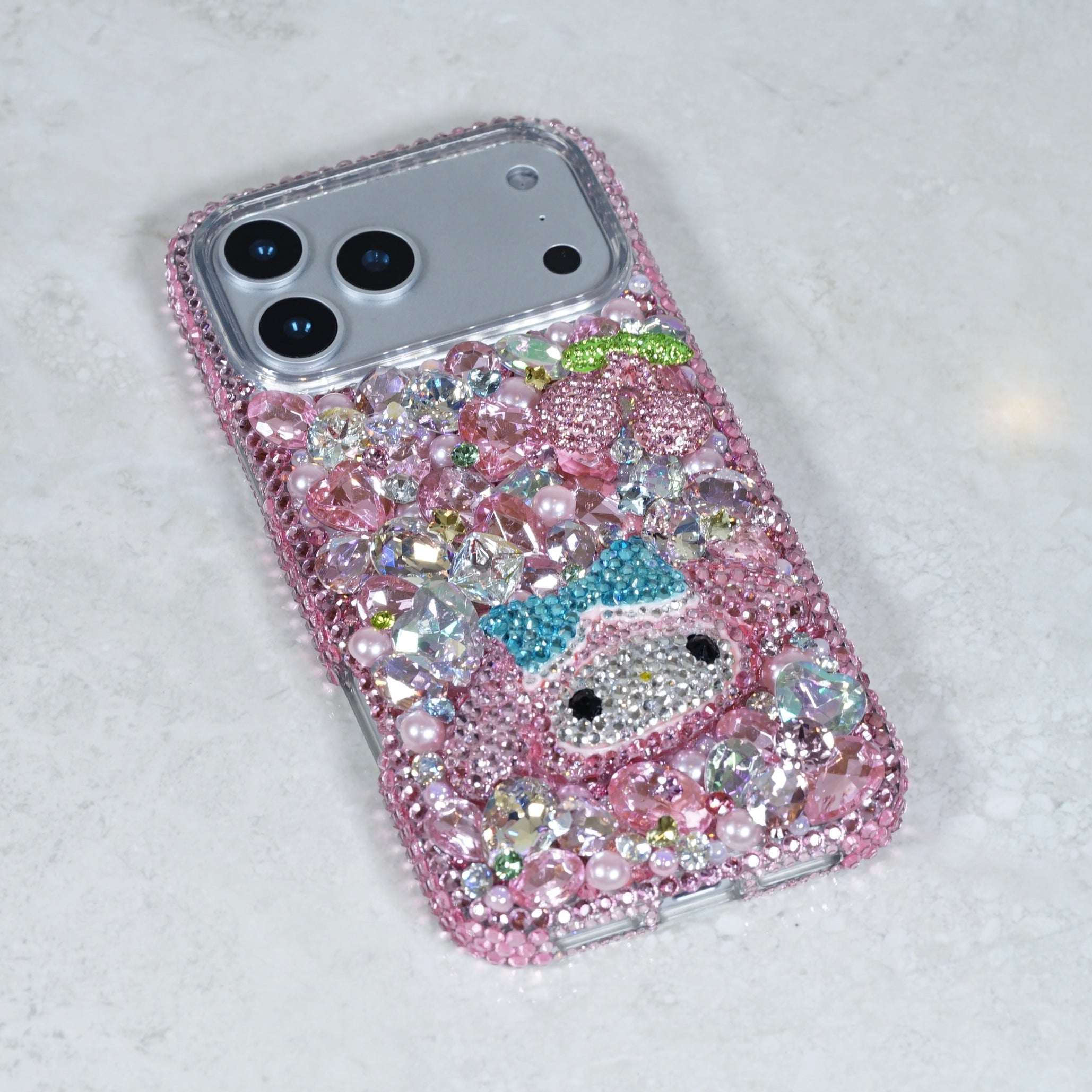 My Pink Sakura & Pearl 3D Crystal Phone Case (Style 612) — LuxAddiction.com