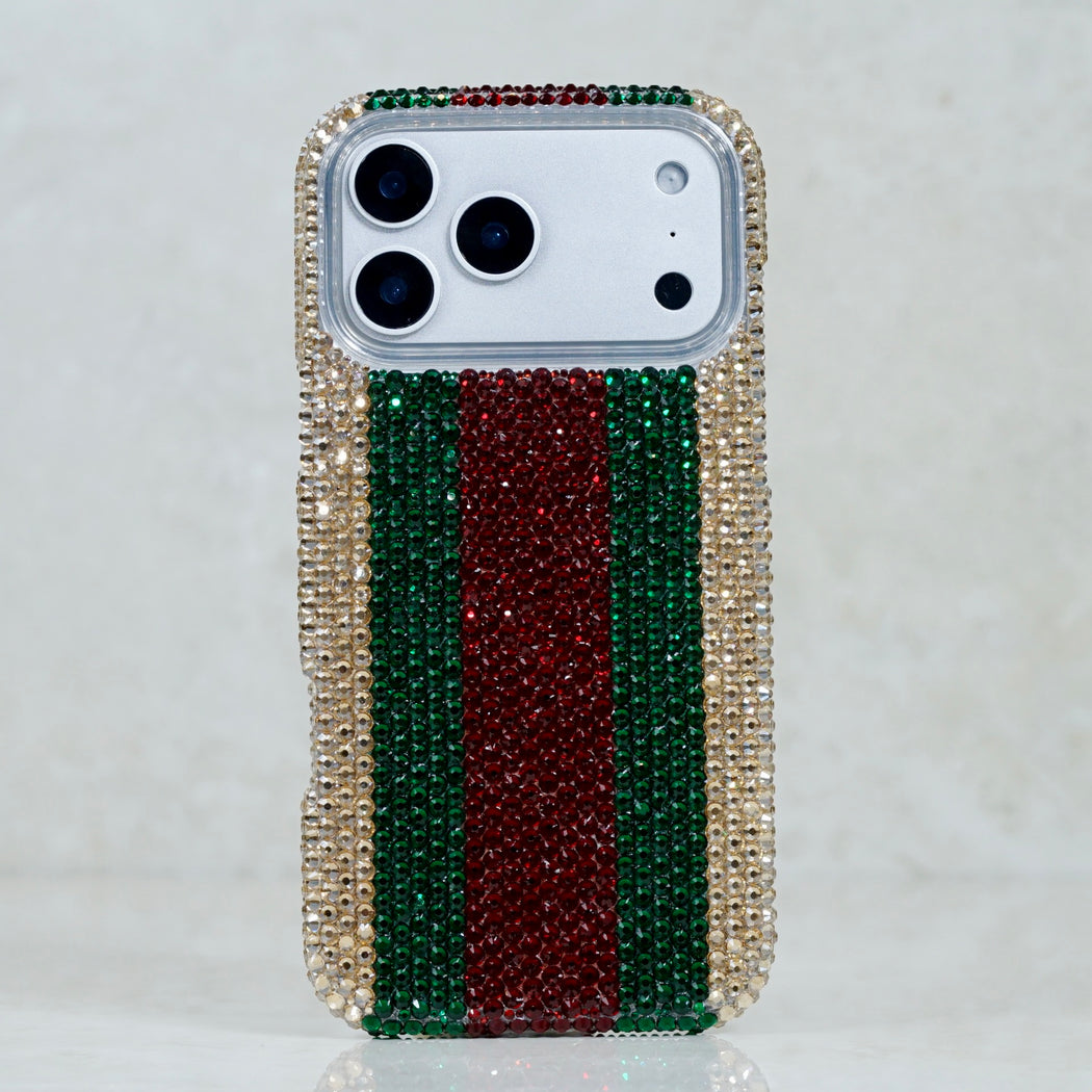 Designer Webbing Stripe Pavé Crystal Case (style 965)