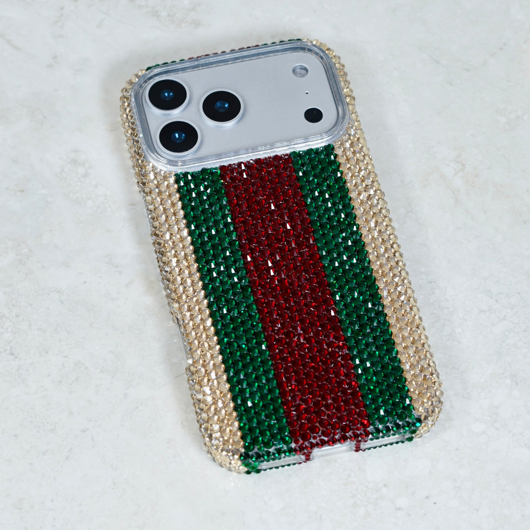 Designer Webbing Stripe Pavé Crystal Case (style 965)