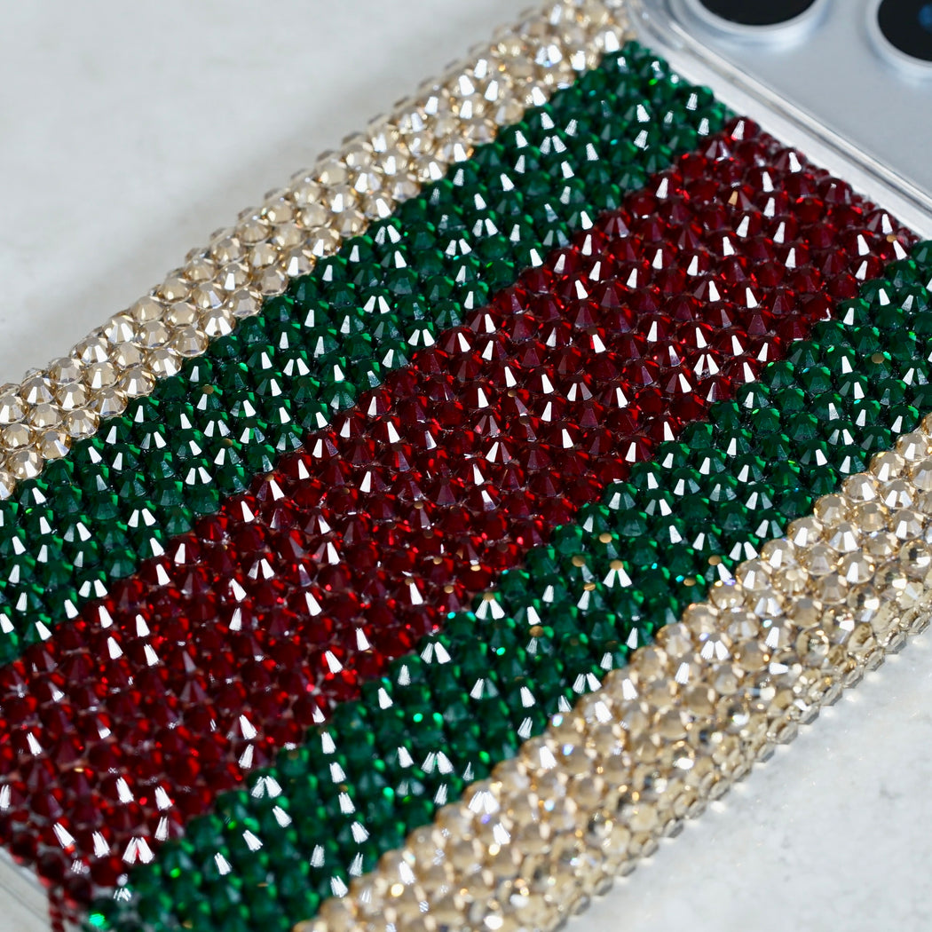 Designer Webbing Stripe Pavé Crystal Case (style 965)