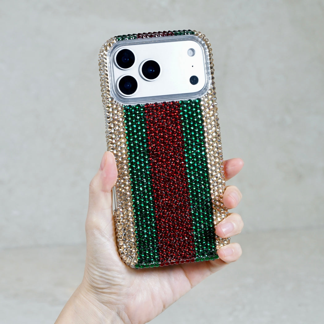 Designer Webbing Stripe Pavé Crystal Case (style 965)