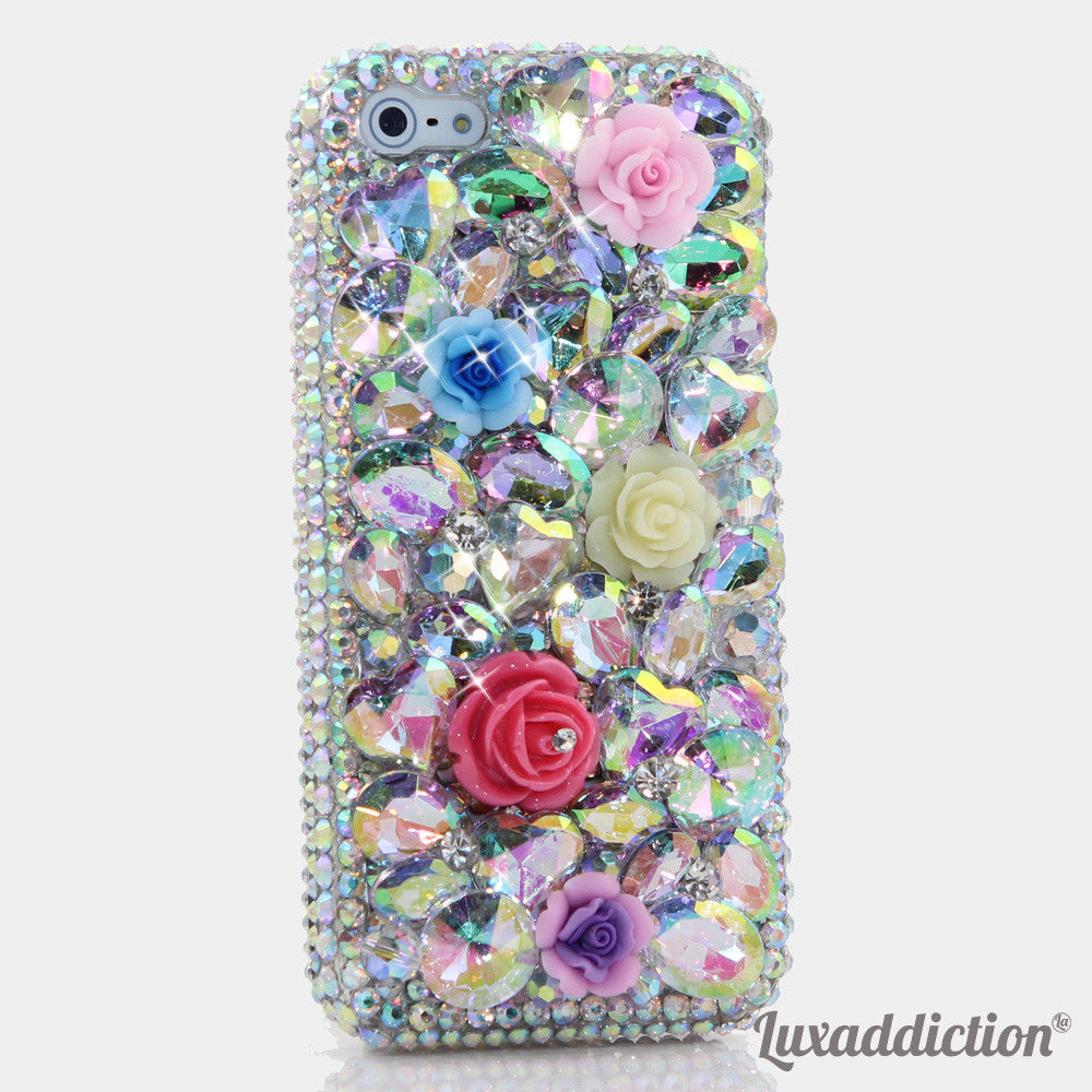 Plain AB Crystals Posies Design case made for iPhone 5 / 5S