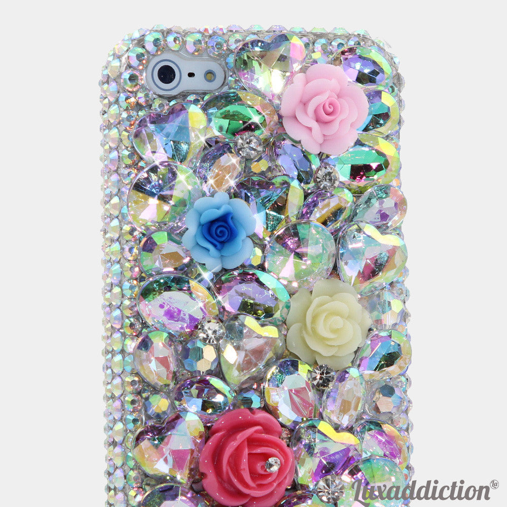 Plain AB Crystals Posies Design case made for iPhone 5 / 5S