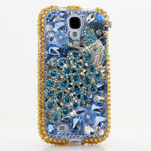 Blue and Brass Peacock Design case made for Samsung Galaxy S4