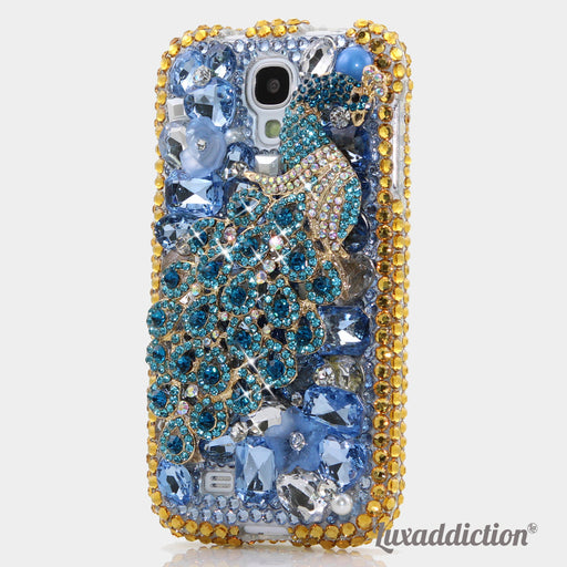 Blue and Brass Peacock Design case made for Samsung Galaxy S4
