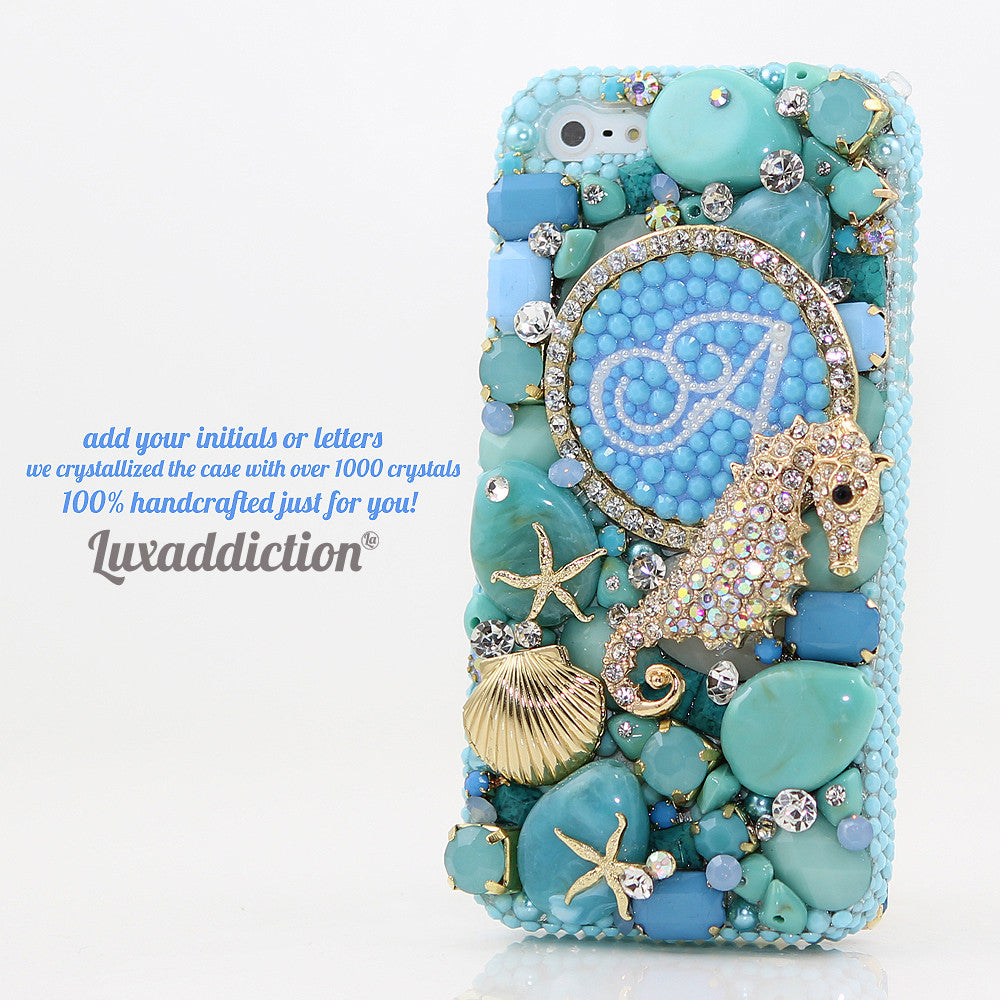 3D Diamond Seahorse Personalized Monogram Design case made for iPhone 5 / 5S