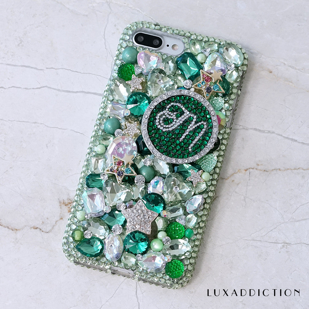 green monogram iphone case