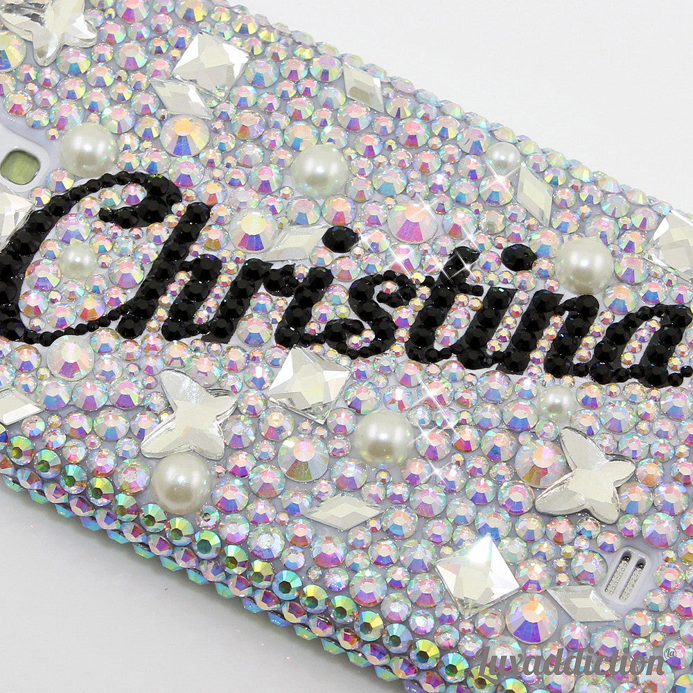 AB Clear Crystals Personalized Name & Initials Design case made for Samsung Galaxy S4