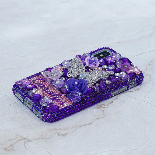 Purple Butterfly bling iphone x case