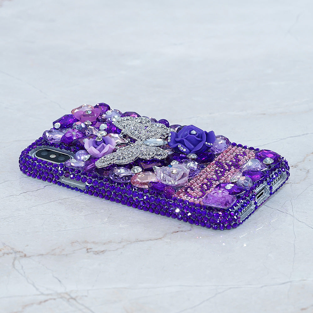 Purple Butterfly bling iphone x case