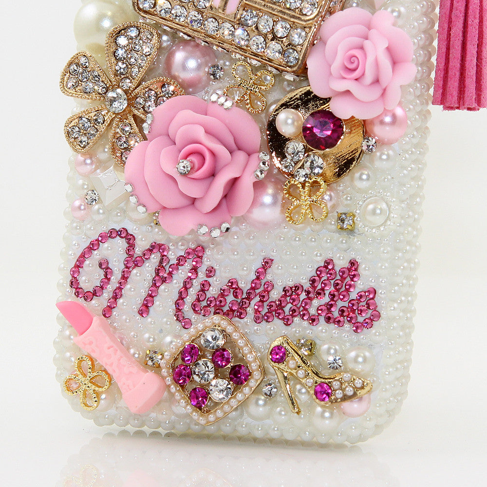 Pearls and Purse Personalized Name & Initials Design with Tassle case made for iPhone 5 / 5S