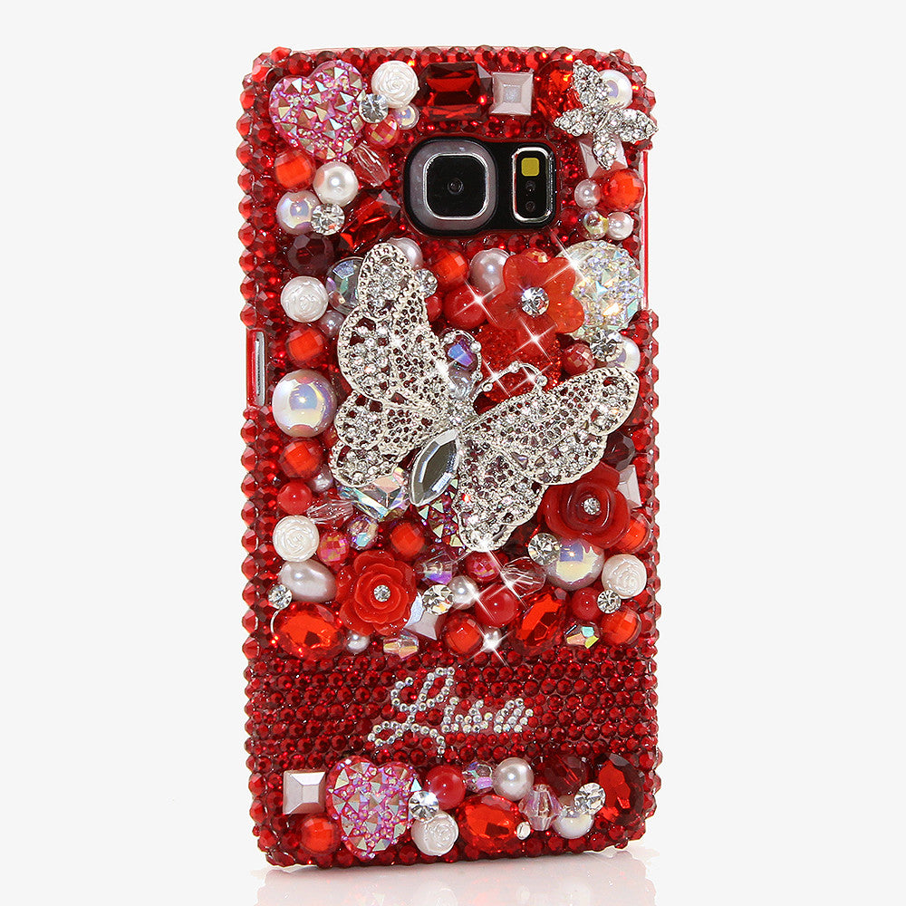 Red Garden Personalized Name & Initials Design Handmade for Samsung Galaxy S6