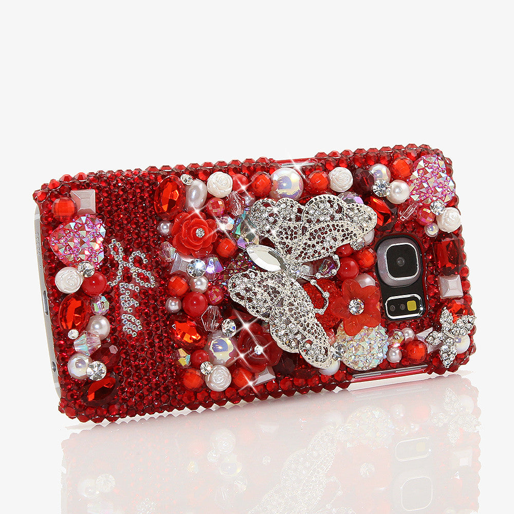 Red Garden Personalized Name & Initials Design Handmade for Samsung Galaxy S6