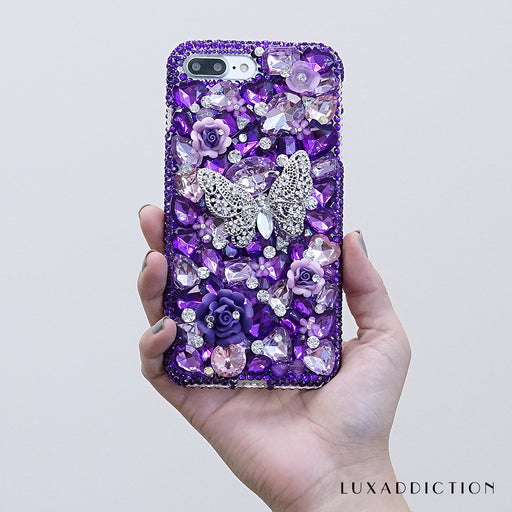 purple butterfly bling iphone 7 plus case
