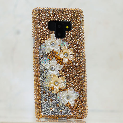 Gold crystals flower Samsung Galaxy S9 Plus case