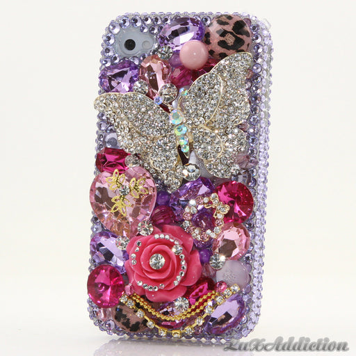 Diamond Butterfly in Light Purple Theme case made for iPhone 4 / 4S