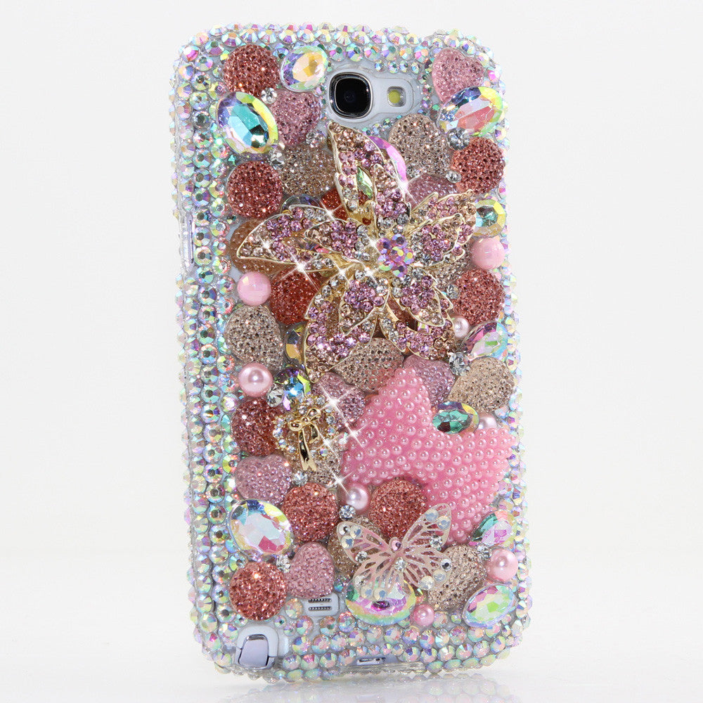 Flower and Pink Pearl Bow Design case made for Samsung Note 2