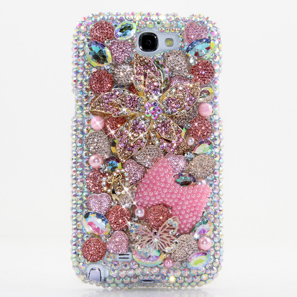 Flower and Pink Pearl Bow Design case made for Samsung Note 2