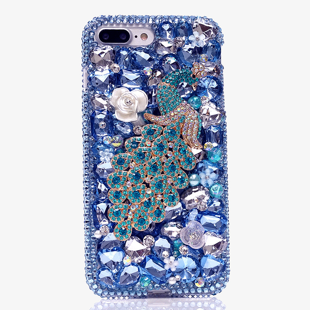 aqua peacock bling iphone 7 / 8 plus case