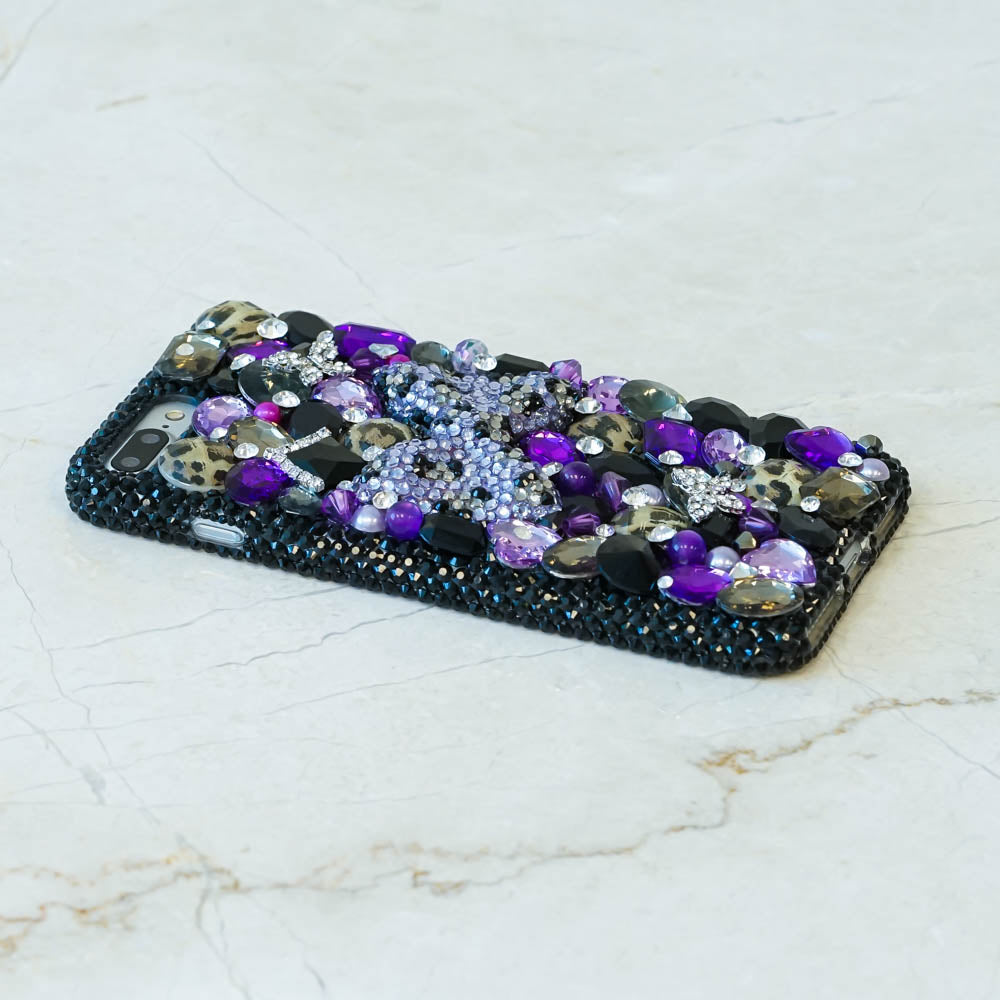 purple leopard bow iphone x case