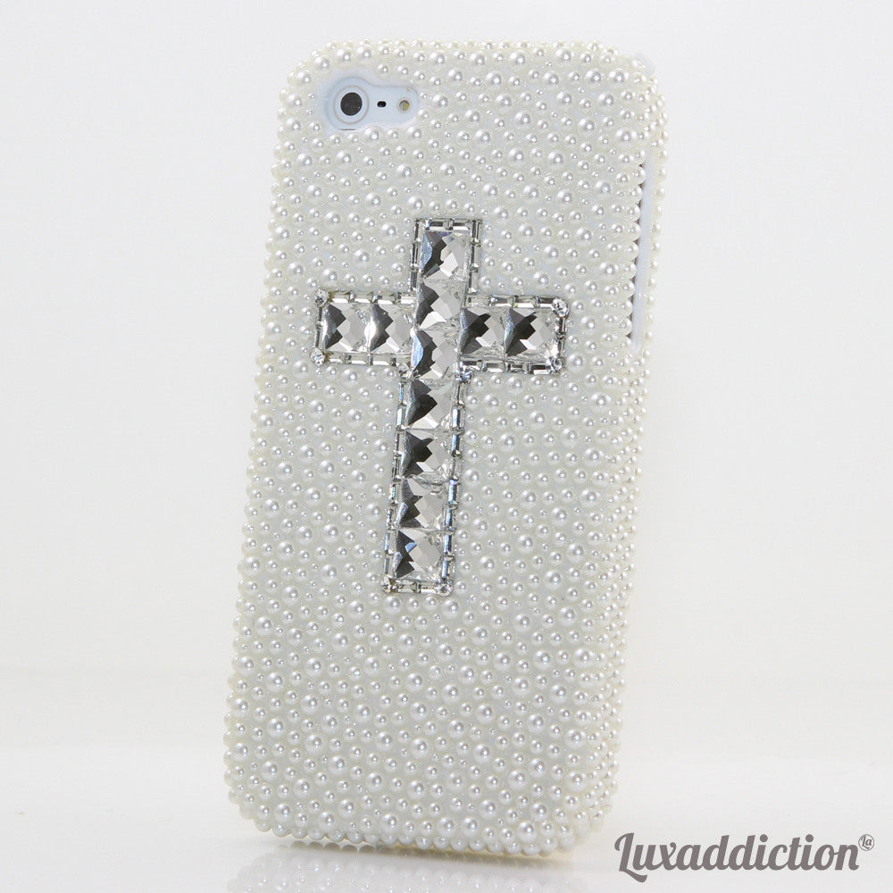 White Pearl Cross Design case made for iPhone 5 / 5S