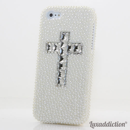 White Pearl Cross Design case made for iPhone 5 / 5S
