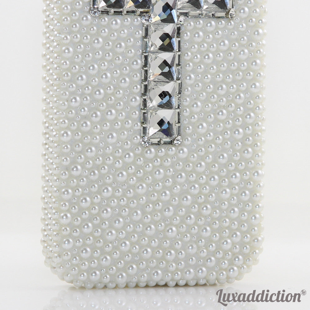 White Pearl Cross Design case made for iPhone 5 / 5S