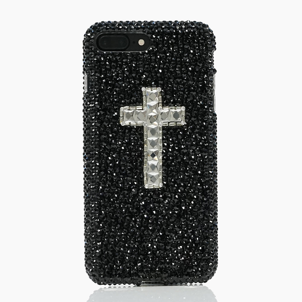 Jet black crystals with cross iphone 7 / 8 plus case