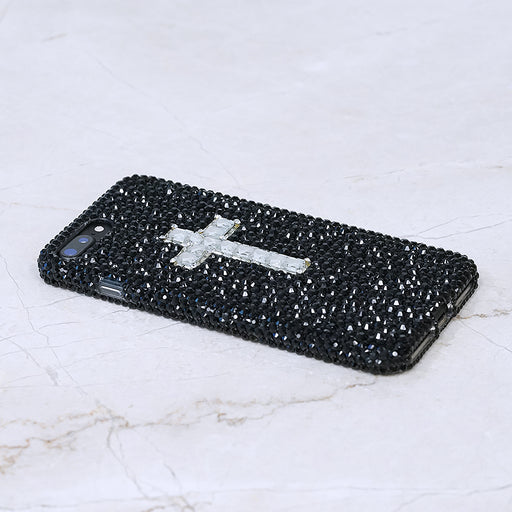 Jet black crystals with cross iphone 7 / 8 plus case